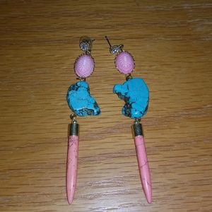 Pink and blue earring